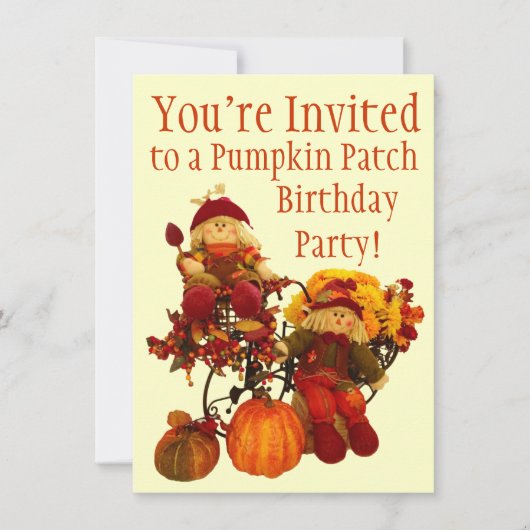 ハロウィンのかぼちゃパッチの誕生日パーティーの招待状 招待状 (正面)