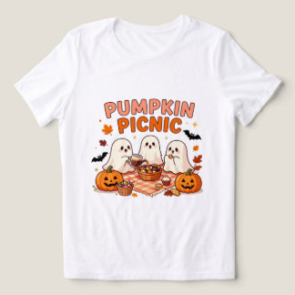 ハロウィンのかぼちゃピクニックと可愛いおばけ トライブレンドTシャツ