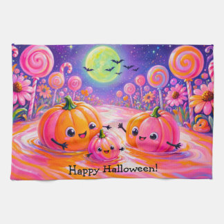 ハロウィンのかぼちゃファミリー キッチン用ディッシュタオル キッチンタオル