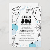 ハロウィンのかぼちゃリトルブーベイビーシャワー 招待状 (正面/裏面)