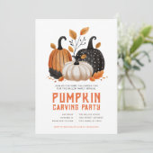 ハロウィンのかぼちゃ彫りパーティーの招待状 招待状 (スタンド正面)