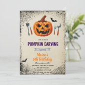 ハロウィンのかぼちゃ彫り招待状 招待状 (スタンド正面)