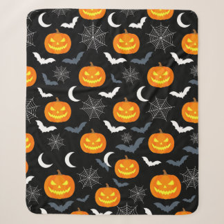 ハロウィンのかぼちゃ模様のフリーススロー シェルパブランケット