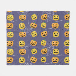 ハロウィンのかぼちゃ - おかしいパターン フリースブランケット