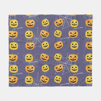 ハロウィンのかぼちゃ - おかしいパターン フリースブランケット