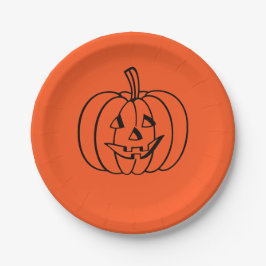 ハロウィンのかぼちゃ オレンジ ジャックオランタン ペーパープレート