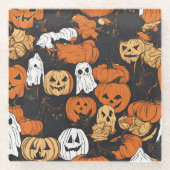 ハロウィンのかぼちゃ ガラスコースター (正面)