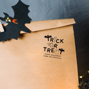ハロウィンのかぼちゃ・コウモリ・オバケのトリック・オア・トリート ラバースタンプ