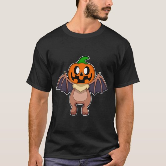 ハロウィンのかぼちゃ コウモリ Tシャツ (正面)