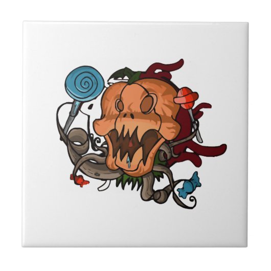 ハロウィンのかぼちゃ タイル (正面)
