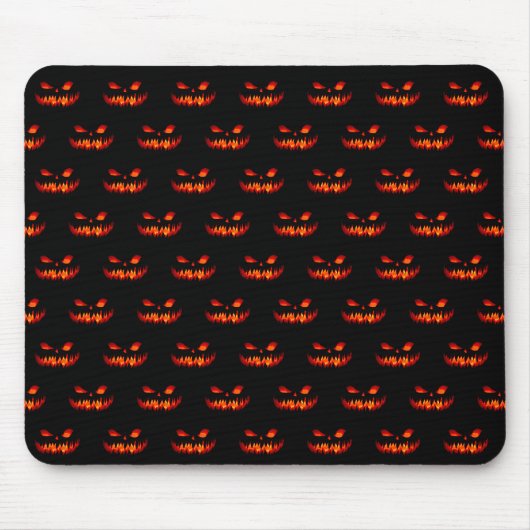 ハロウィンのかぼちゃ 怖い ホラー オレンジ マウスパッド (正面)