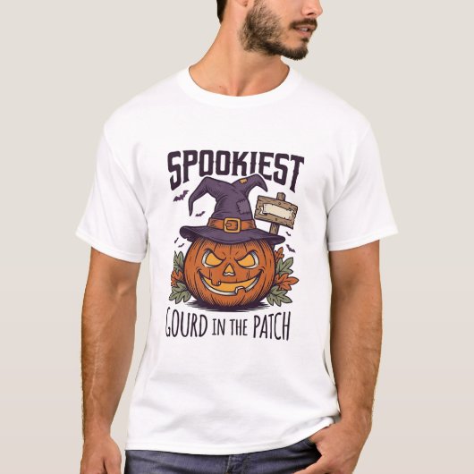ハロウィンのかぼちゃTシャツ ビンテージ風の彫刻 Tシャツ (正面)