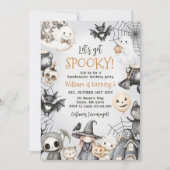 ハロウィンのかわいいおばけの誕生日パーティー 招待状 (正面)