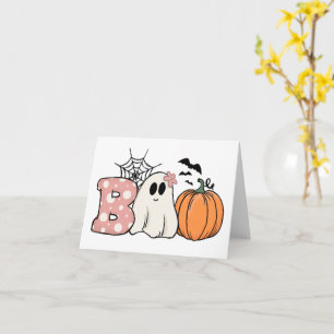ハロウィンのかわいいおばけ パンプキン コウモリ クモの巣 カード