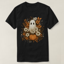 ハロウィンのかわいいお化けとカボチャと秋の花