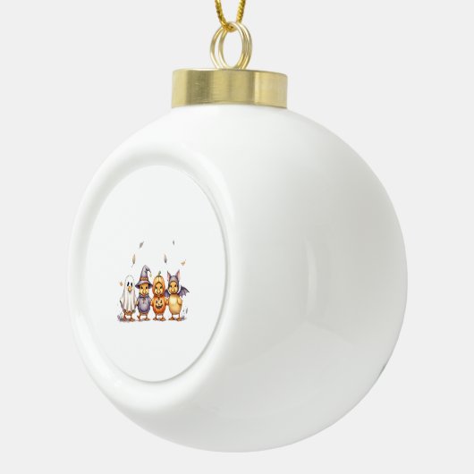 ハロウィンのかわいいアヒルの衣装 セラミックボールオーナメント (右)