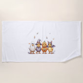 ハロウィンのかわいいアヒルの衣装 ビーチタオル (正面)