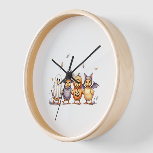 ハロウィンのかわいいアヒルの衣装 壁時計 (傾斜)