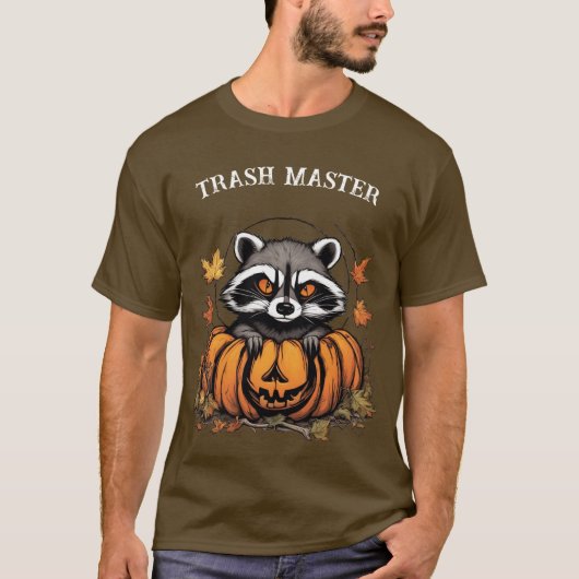 ハロウィンのかわいいアライグマとカボチャ Tシャツ (正面)