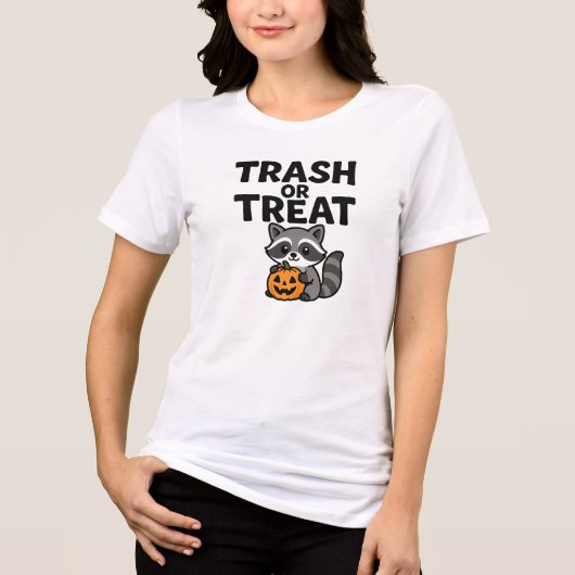 ハロウィンのかわいいアライグマのデザイン トライブレンドTシャツ (正面)