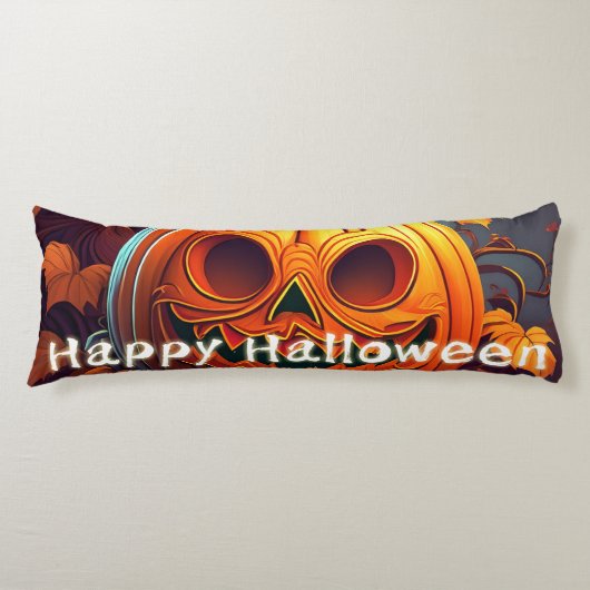 ハロウィンのかわいいオレンジ色のかぼちゃ ボディピロー (正面)