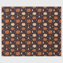 ハロウィンのかわいいカボチャのキャラクターパターン ラッピングペーパー