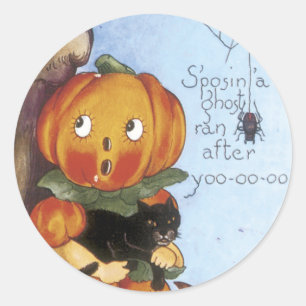ハロウィンのかわいいカボチャステッカー-トリック・オア・トリート ラウンドシール