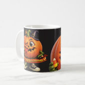 ハロウィンのかわいいカボチャ コーヒーマグカップ (正面左)