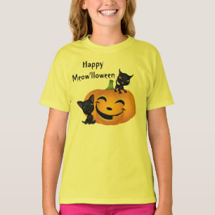 ハロウィンのかわいいキットンカボチャのシャツ Tシャツ