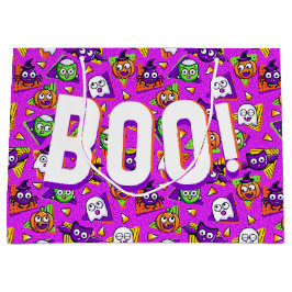 ハロウィンのかわいいキャラクターBOOギフトバッグ ラージペーパーバッグ
