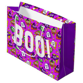 ハロウィンのかわいいキャラクターBOOギフトバッグ ラージペーパーバッグ