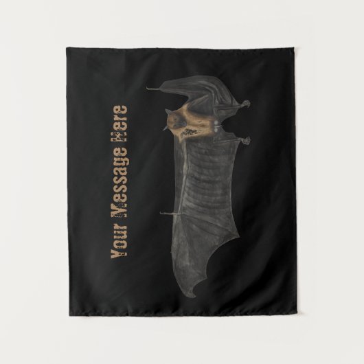 ハロウィンのかわいいコウモリがCovid-19ブラックにノーと言う タペストリー (正面)