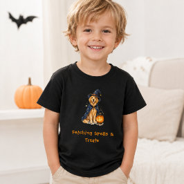 ハロウィンのかわいいゴールデンレトリーバーの魔法使いの呪文 ベビーTシャツ