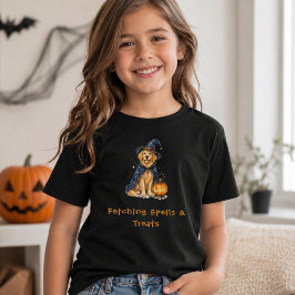 ハロウィンのかわいいゴールデンレトリーバーの魔法使いの呪文 Tシャツ