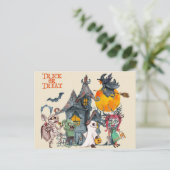 ハロウィンのかわいいトリックまたはトリートクリーチャー ポストカード (スタンド正面)