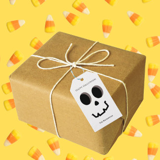 ハロウィンのかわいいドクロの顔のオリジナルグッズ ギフトタグ