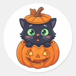 ハロウィンのかわいいネコ検査官 ラウンドシール