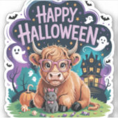 ハロウィンのかわいいハイランドカウ (2) シール (正面)