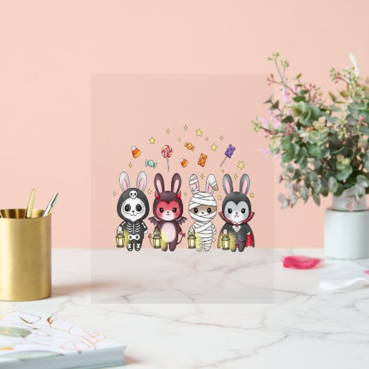 ハロウィンのかわいいバニーの衣装 アクリルサイン (ウェディング)