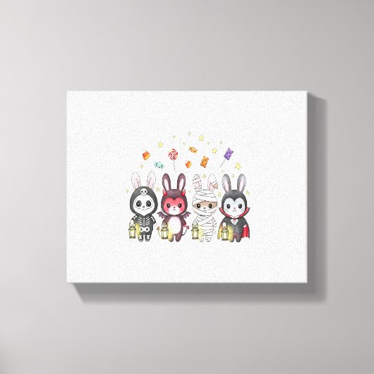 ハロウィンのかわいいバニーの衣装 キャンバスプリント (正面)