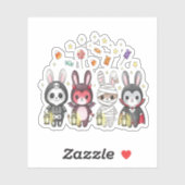 ハロウィンのかわいいバニーの衣装 シール (シート)