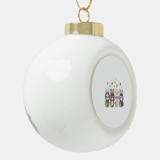 ハロウィンのかわいいバニーの衣装 セラミックボールオーナメント (左)