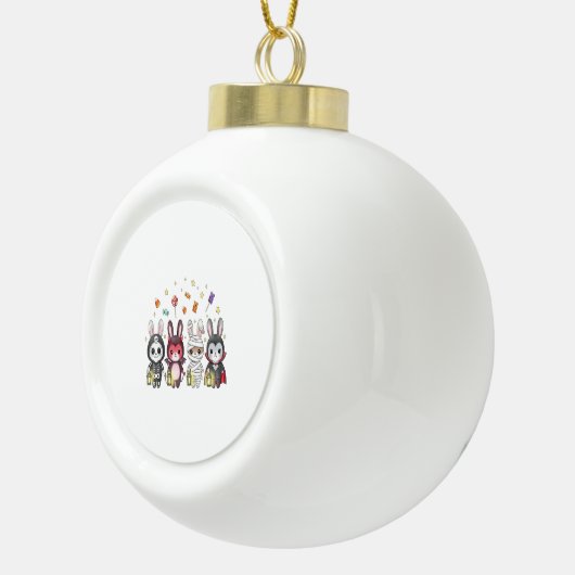 ハロウィンのかわいいバニーの衣装 セラミックボールオーナメント (右)