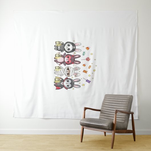 ハロウィンのかわいいバニーの衣装 タペストリー (インサイチュ(横))