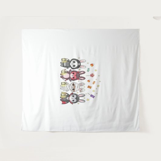 ハロウィンのかわいいバニーの衣装 タペストリー (正面(横))