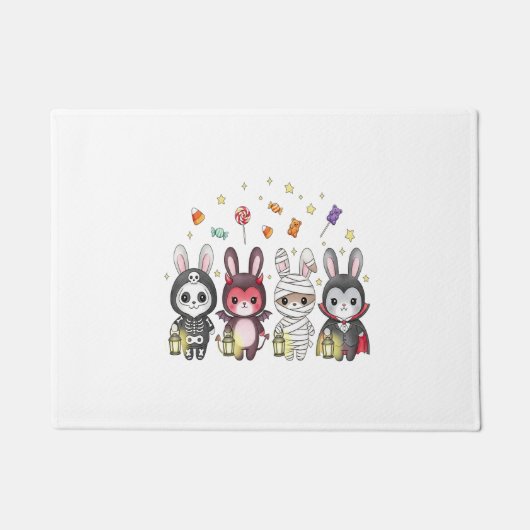 ハロウィンのかわいいバニーの衣装 ドアマット (正面)