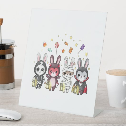 ハロウィンのかわいいバニーの衣装 台座サイン (インサイチュ)