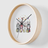 ハロウィンのかわいいバニーの衣装 壁時計 (傾斜)