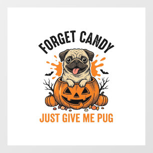 ハロウィンのかわいいパグがお菓子を忘れるTシャツデザイン_1 ウィンドウサイン
