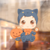 ハロウィンのかわいいベビー黒猫のコスチューム ウィンドウサイン (シート2)